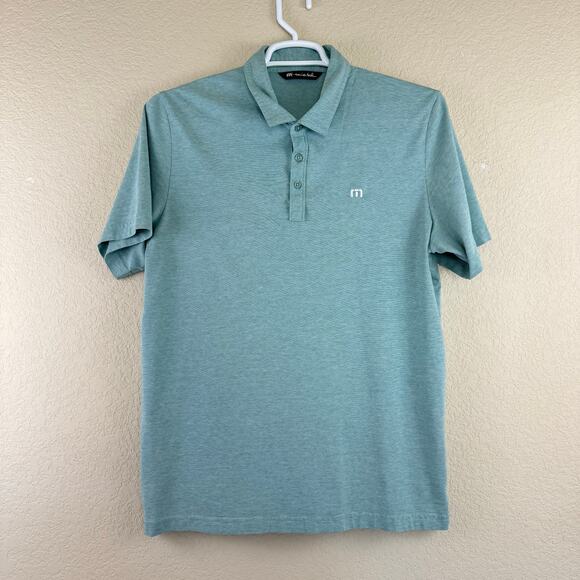 Travis Mathew Short Sleeve Polo Shirt Heather Green Golf Logo Size XL - Picture 1 of 7